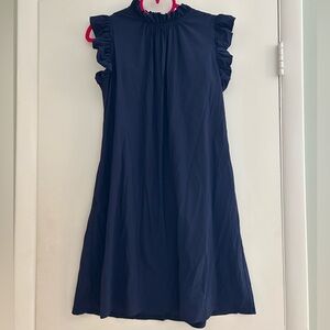 Jude Connally Navy Ruffle Dress, M